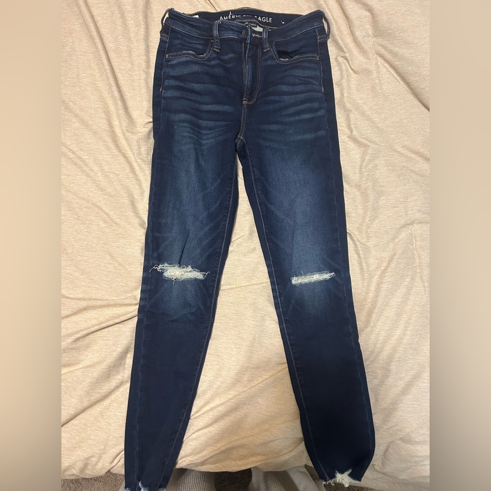 American Eagle Outfitters Blue Skinny Jeans Distressed